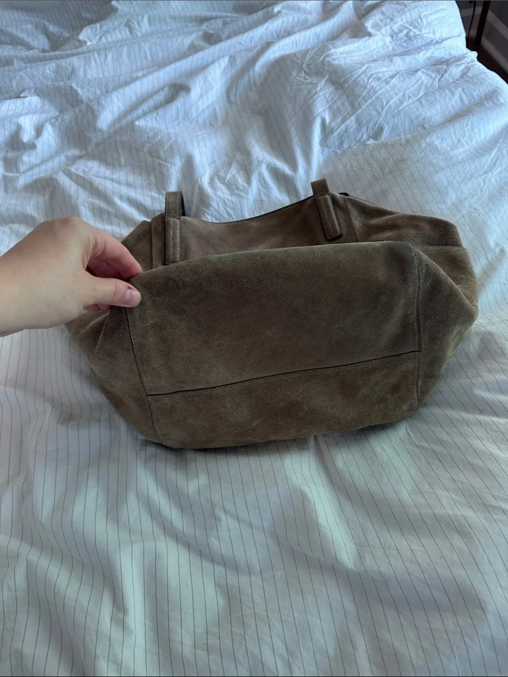 Michael Kors Ashbury Large Suede Tote Bag - Dark Khaki / Taupe